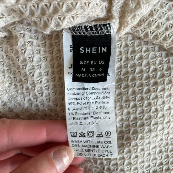 Cream Waffle Knit Cropped Top – Size M - Picture 8 of 8